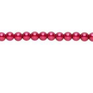 3/$15 Bead Czech Pearl Coated Glass Druk Red 4mm Round 16" Strand 1118GP